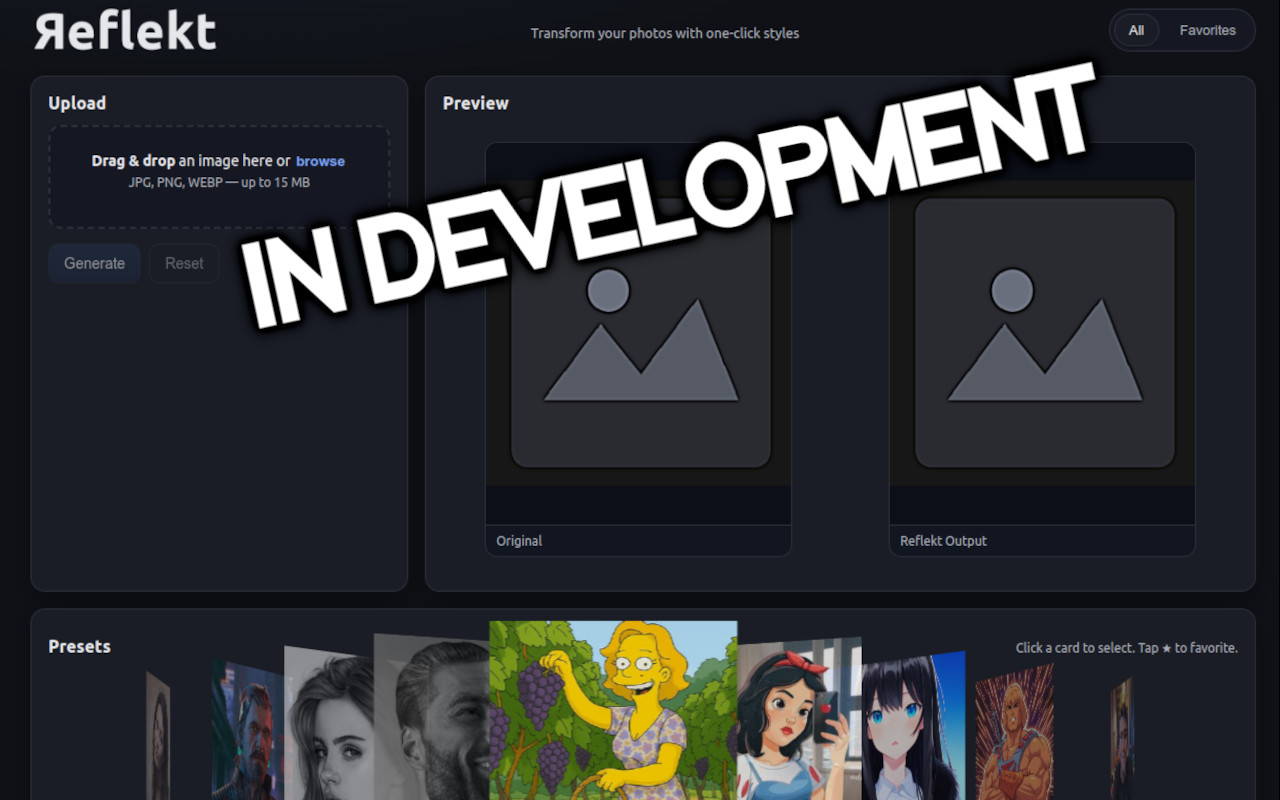 Reflekt editor — image-to-image tools